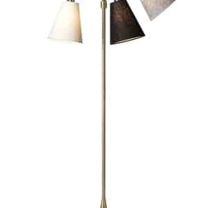 Trafik Gulvlampe messing m/hvid, sort og sort nistret skærme