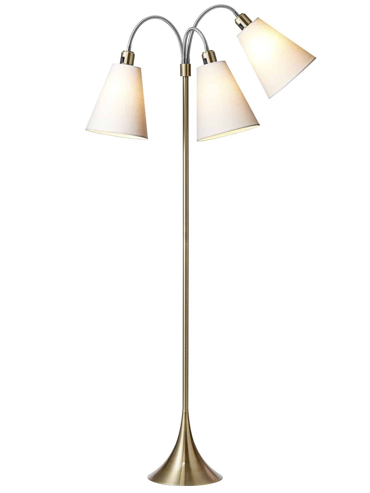 Trafik Gulvlampe messing m/hvide skærme