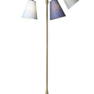 Trafik Gulvlampe messing m/lyseblå, dalablå og turkis blå skærme