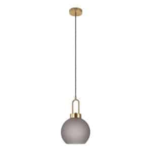 HOUSE NORDIC Luton loftlampe, kugleformet - mat smokey glas og messing stål (Ø25)
