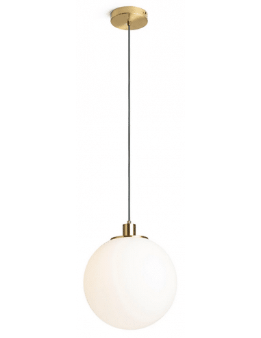 BOULDER Loftlampe i metal og glas Ø30 cm 1 x E27 - Børstet messing/Opalhvid