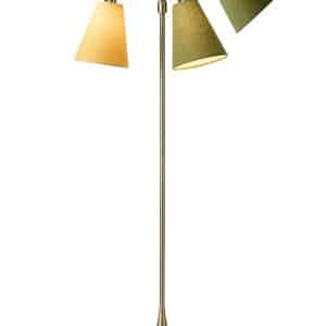 Trafik Gulvlampe antik messing m/ananasgul, lys armygrøn og mørk armygrøn skærme